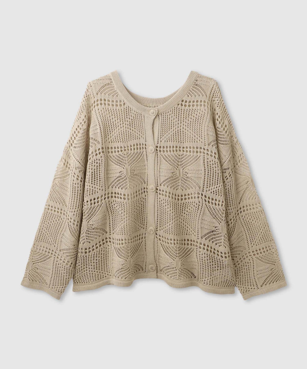 Free Nature クロシェ調 透かし編み ショートカーディガン レディース