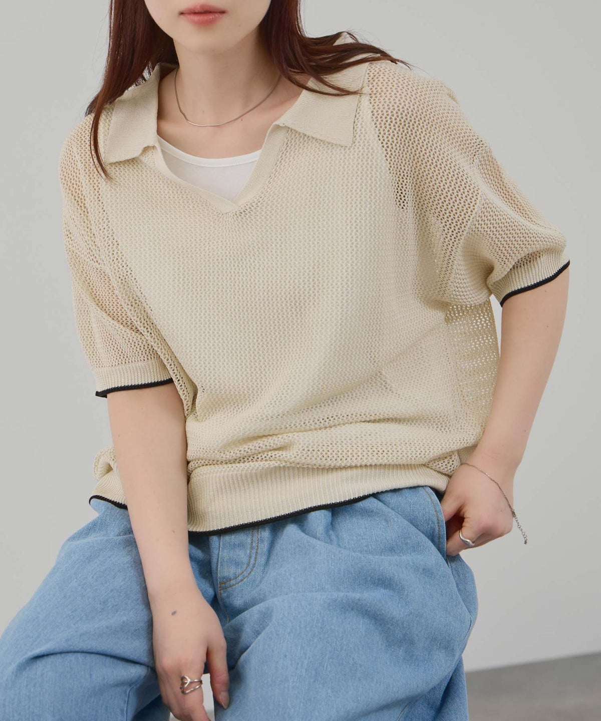 Free Nature ニットポロアンサンブル レディース