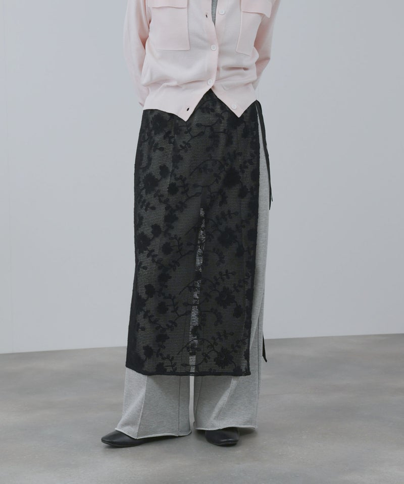 Free Nature コットン刺繍メッシュレースラップマキシスカート レディース商品画像-2