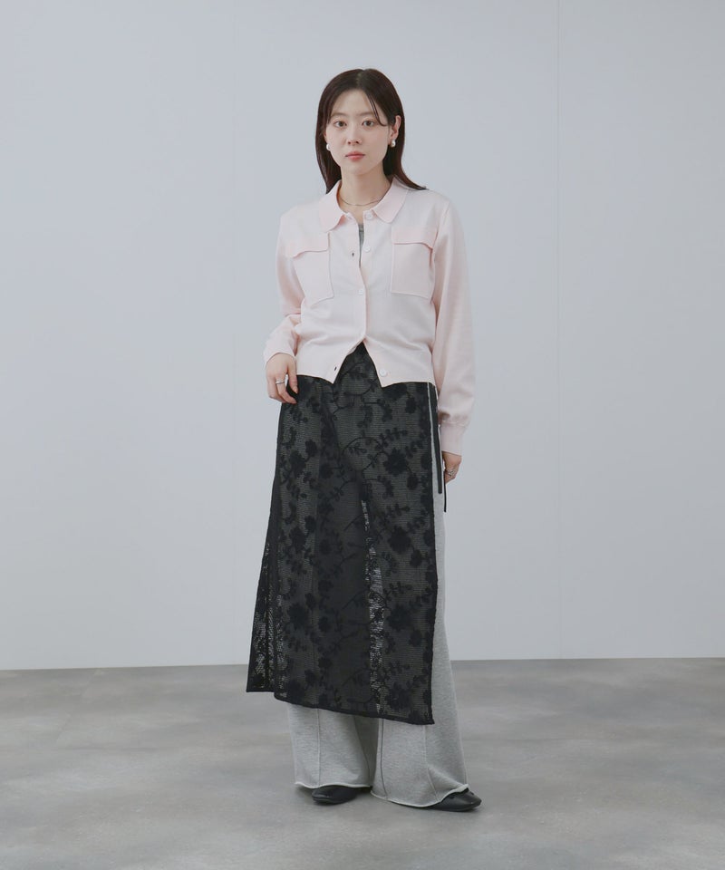 Free Nature  コットン刺繍メッシュレースラップマキシスカート レディース商品画像-13