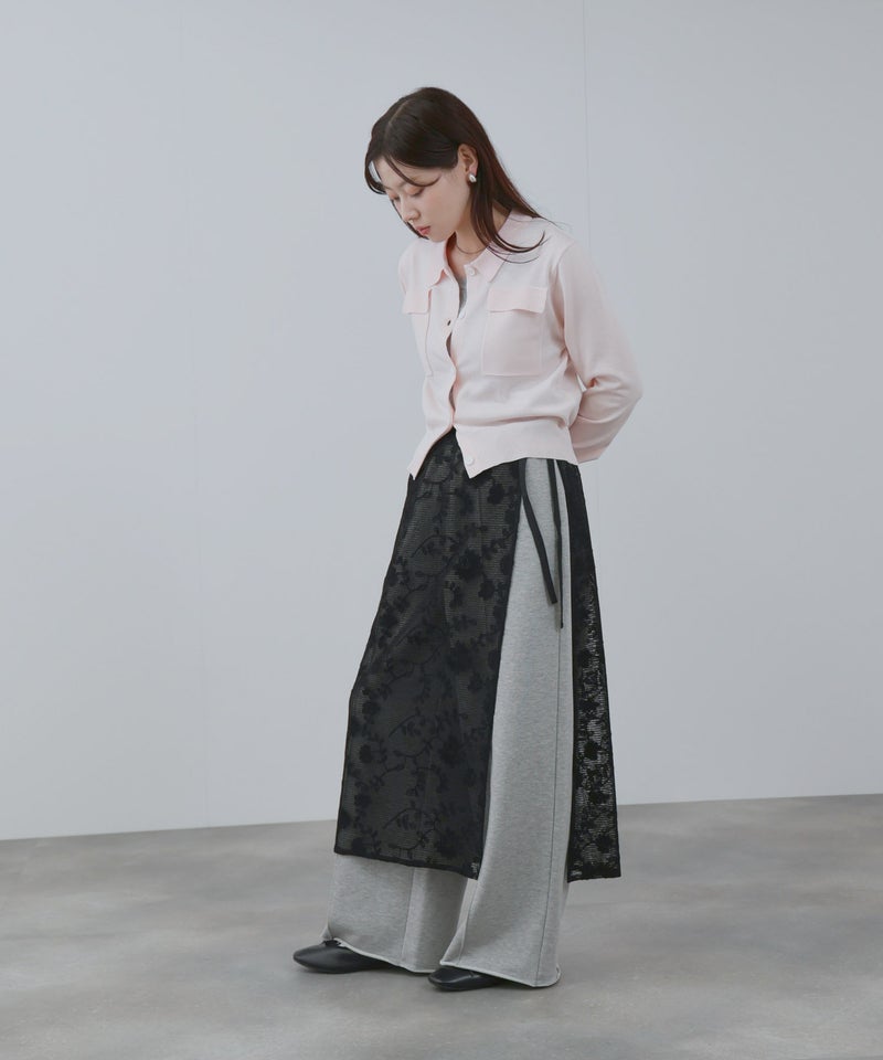 Free Nature コットン刺繍メッシュレースラップマキシスカート レディース商品画像-14