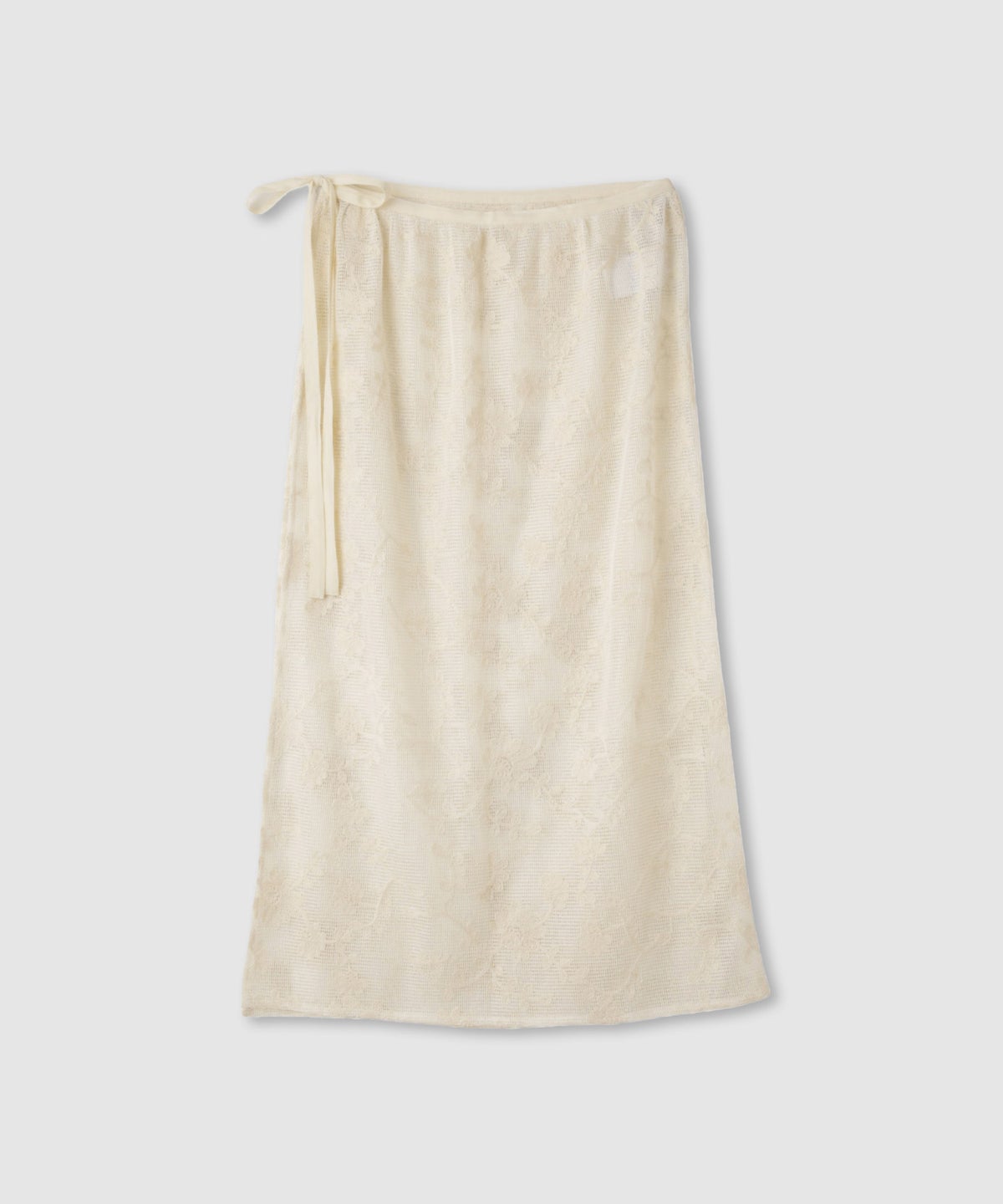 Free Nature コットン刺繍メッシュレースラップマキシスカート レディース