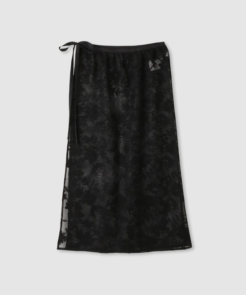 Free Nature  コットン刺繍メッシュレースラップマキシスカート レディース商品画像-16