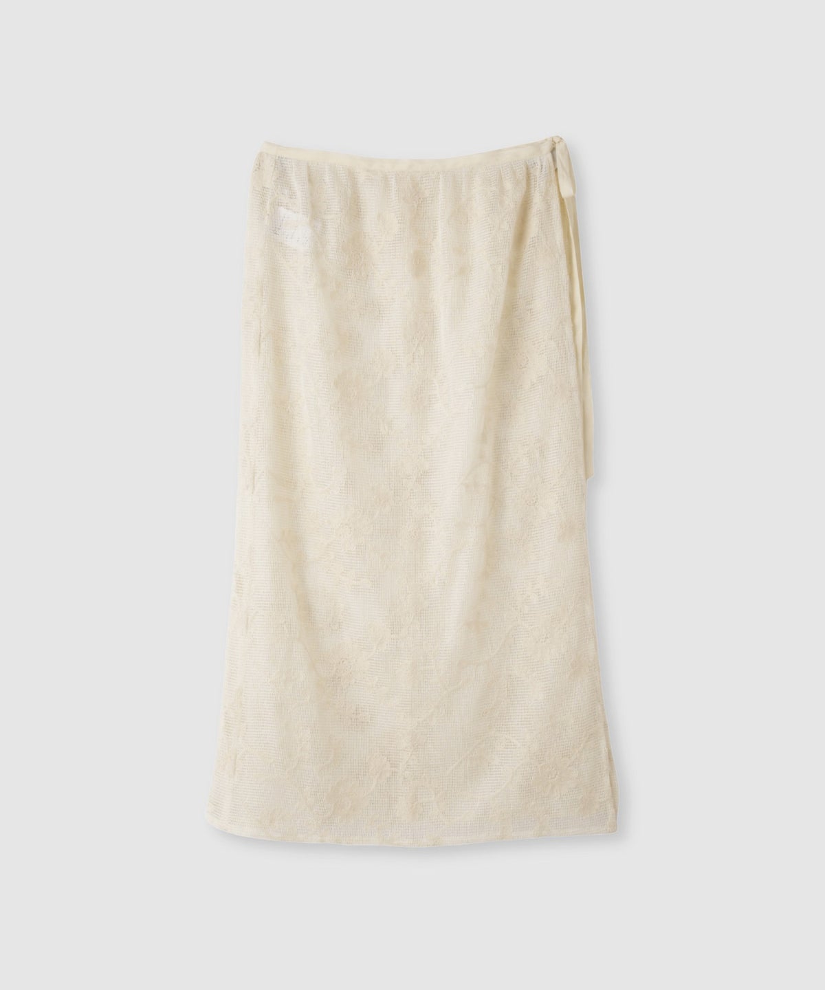 Free Nature コットン刺繍メッシュレースラップマキシスカート レディース