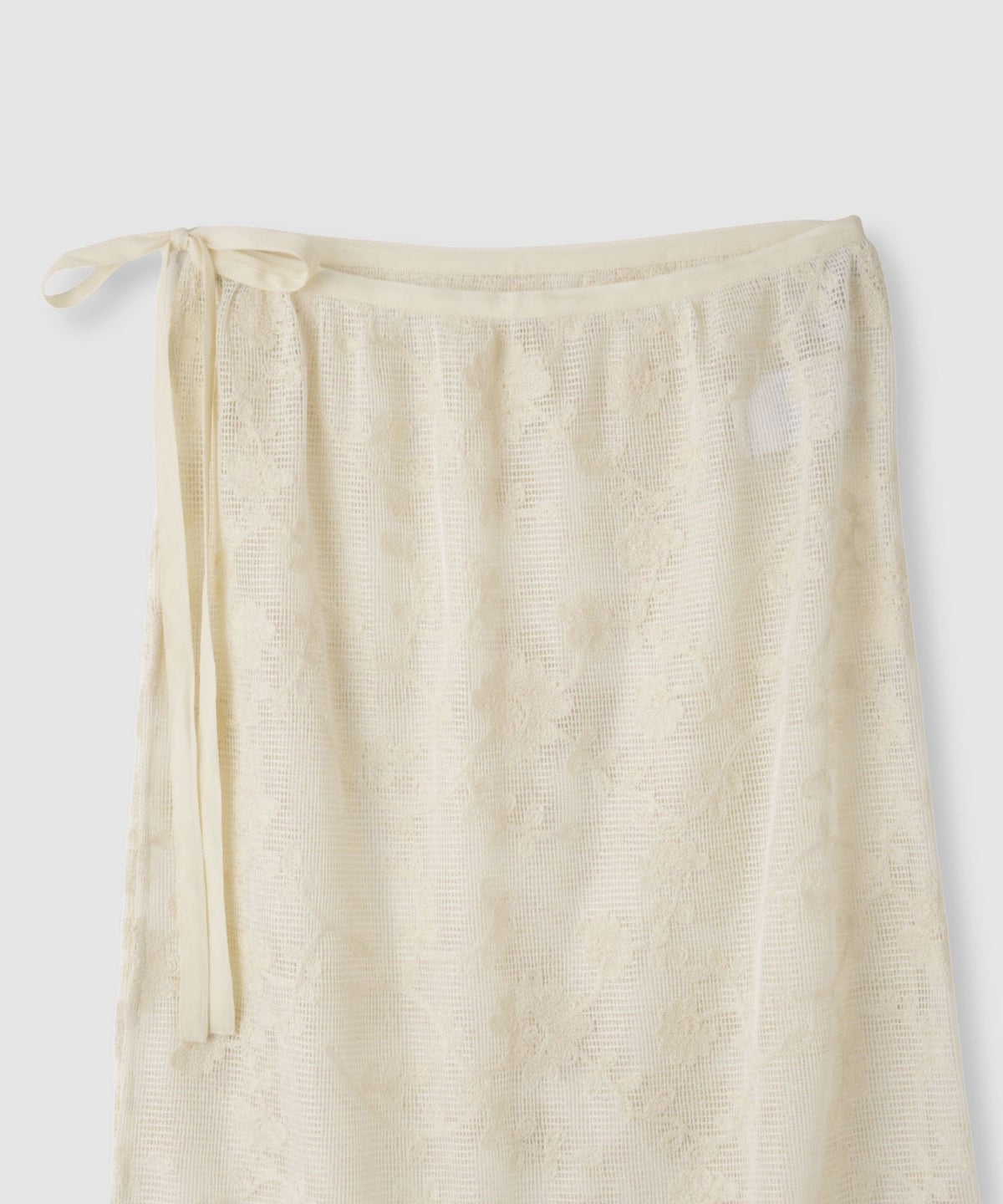 Free Nature コットン刺繍メッシュレースラップマキシスカート レディース