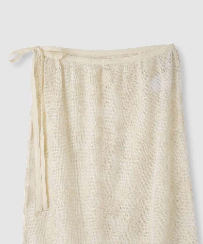 Free Nature コットン刺繍メッシュレースラップマキシスカート レディース商品画像-18