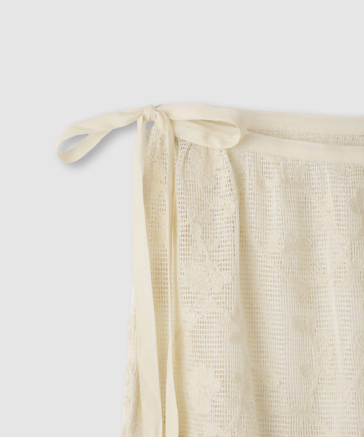 Free Nature コットン刺繍メッシュレースラップマキシスカート レディース