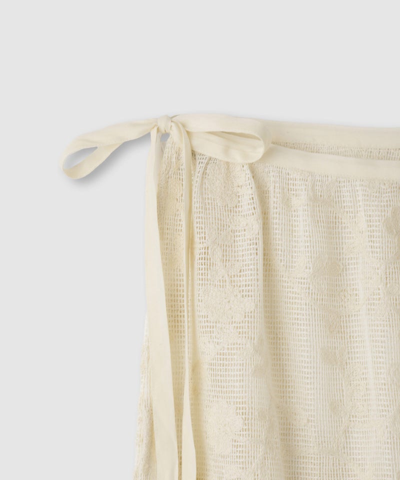 Free Nature  コットン刺繍メッシュレースラップマキシスカート レディース商品画像-19