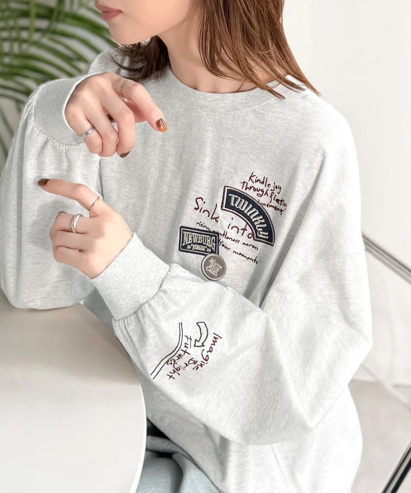 Classical Elf ゆるさの中に「ちょうどいい」お洒落感!綿100%刺繍ワッペンドルマンロンTEE(長袖)商品画像-1
