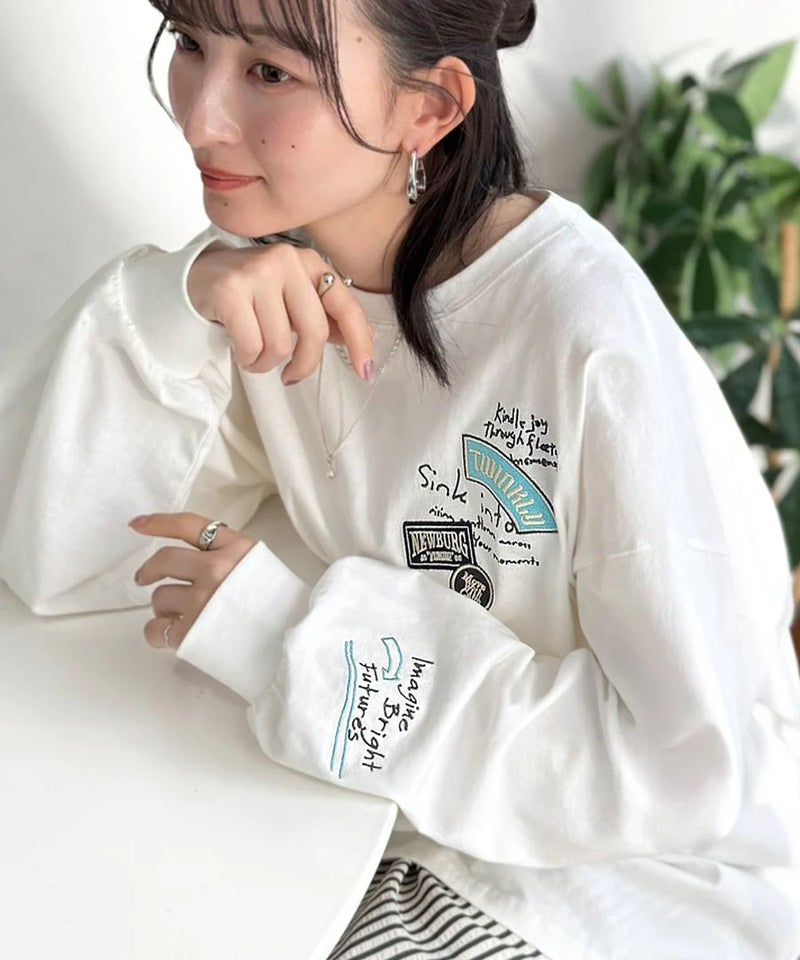 Classical Elf ゆるさの中に「ちょうどいい」お洒落感!綿100%刺繍ワッペンドルマンロンTEE(長袖)商品画像-3