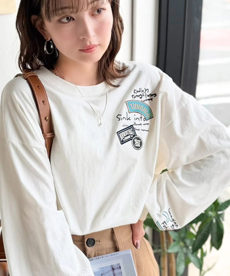 Classical Elf ゆるさの中に「ちょうどいい」お洒落感!綿100%刺繍ワッペンドルマンロンTEE(長袖)商品画像-11