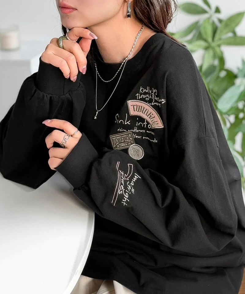 Classical Elf ゆるさの中に「ちょうどいい」お洒落感!綿100%刺繍ワッペンドルマンロンTEE(長袖)商品画像-15