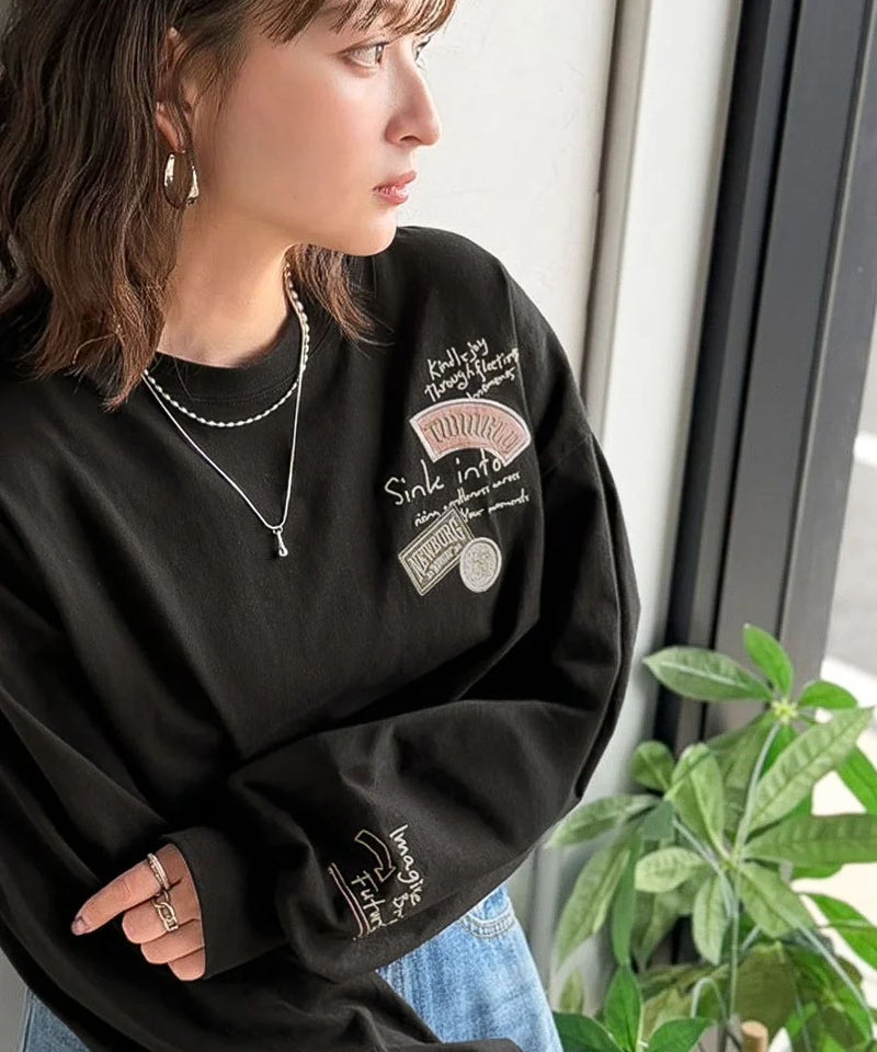 Classical Elf ゆるさの中に「ちょうどいい」お洒落感！綿100％刺繍ワッペンドルマンロンTEE（長袖）商品画像-16