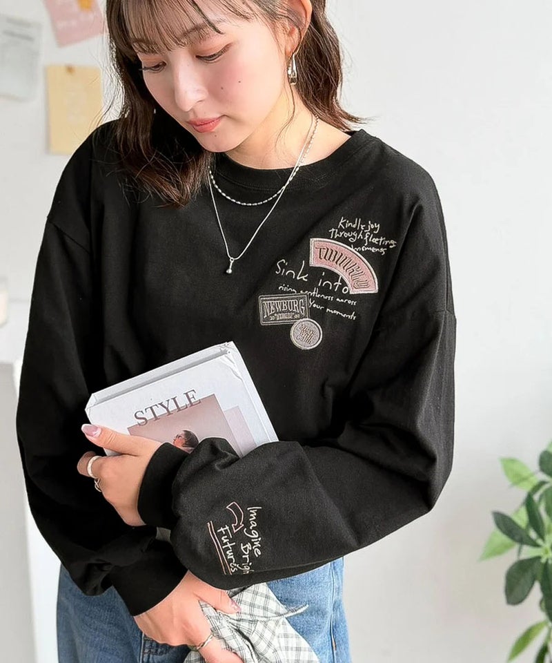 Classical Elf ゆるさの中に「ちょうどいい」お洒落感！綿100％刺繍ワッペンドルマンロンTEE（長袖）商品画像-18