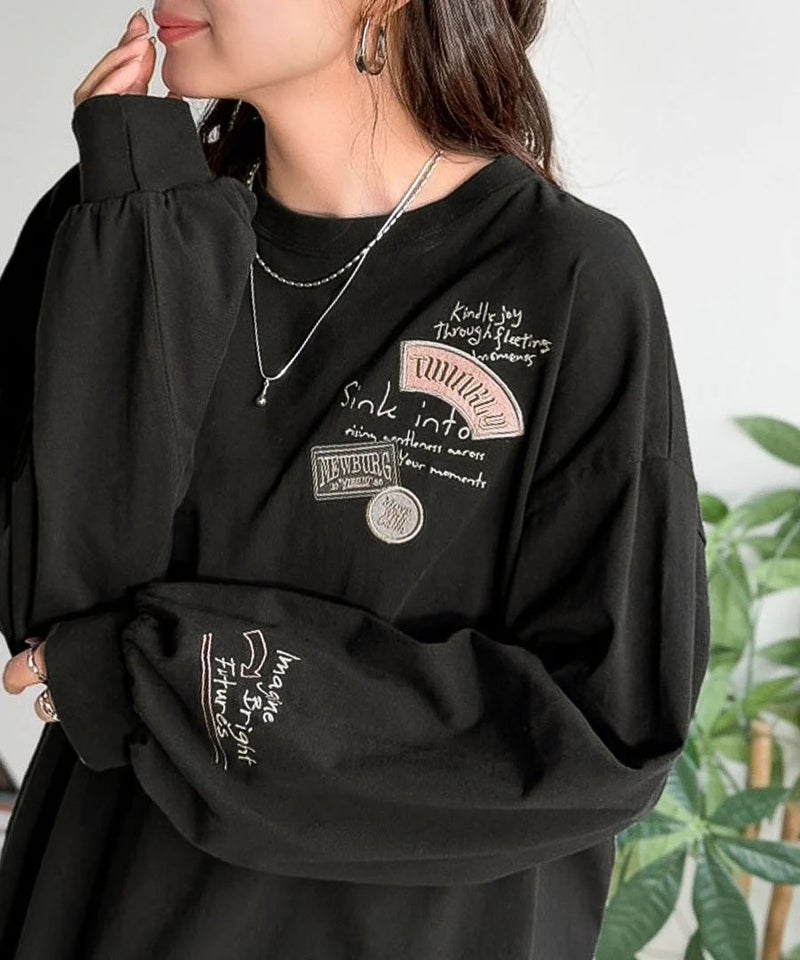 Classical Elf ゆるさの中に「ちょうどいい」お洒落感！綿100％刺繍ワッペンドルマンロンTEE（長袖）商品画像-20