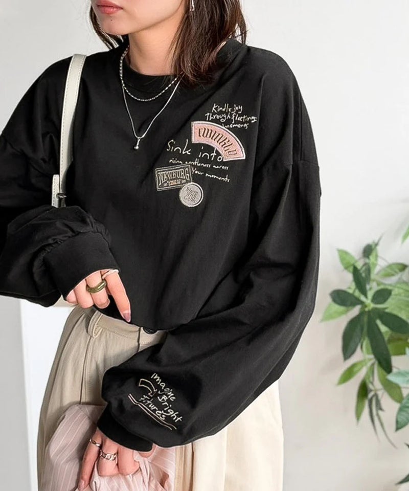 Classical Elf ゆるさの中に「ちょうどいい」お洒落感！綿100％刺繍ワッペンドルマンロンTEE（長袖）商品画像-21