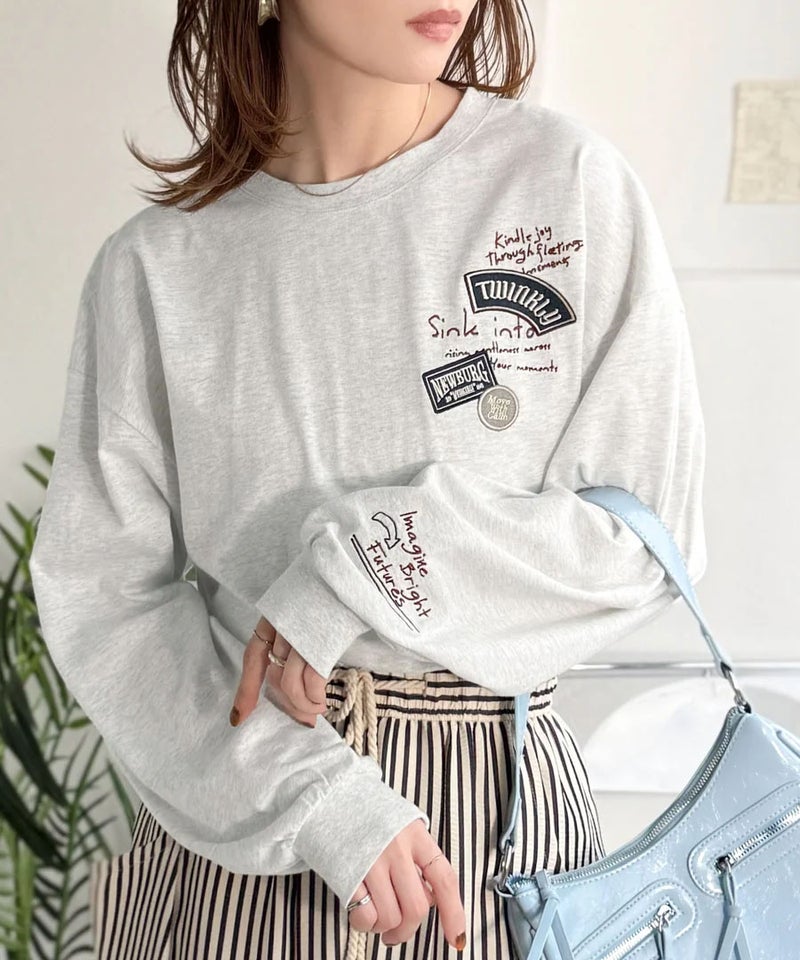 Classical Elf ゆるさの中に「ちょうどいい」お洒落感!綿100%刺繍ワッペンドルマンロンTEE(長袖)商品画像-31