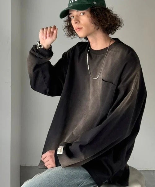 Classical Elf 《JaVaジャバコラボ》垢抜け!大人のストリートstyleを作る。綿100%スプレーダイオーバーサイズTシャツ(長袖) 商品画像-5