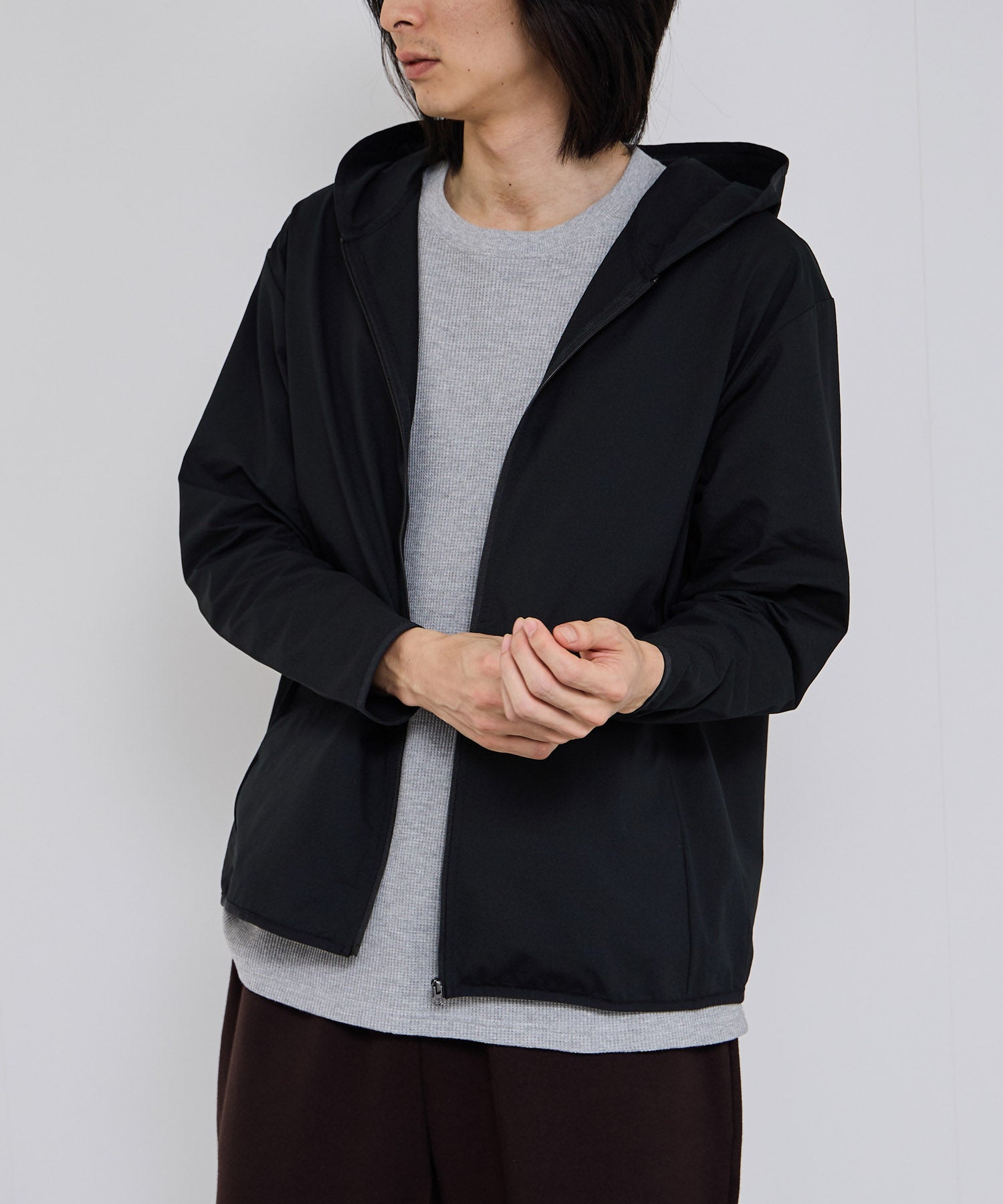 NAVY SARARI テックジョーゼットZIPパーカー メンズ