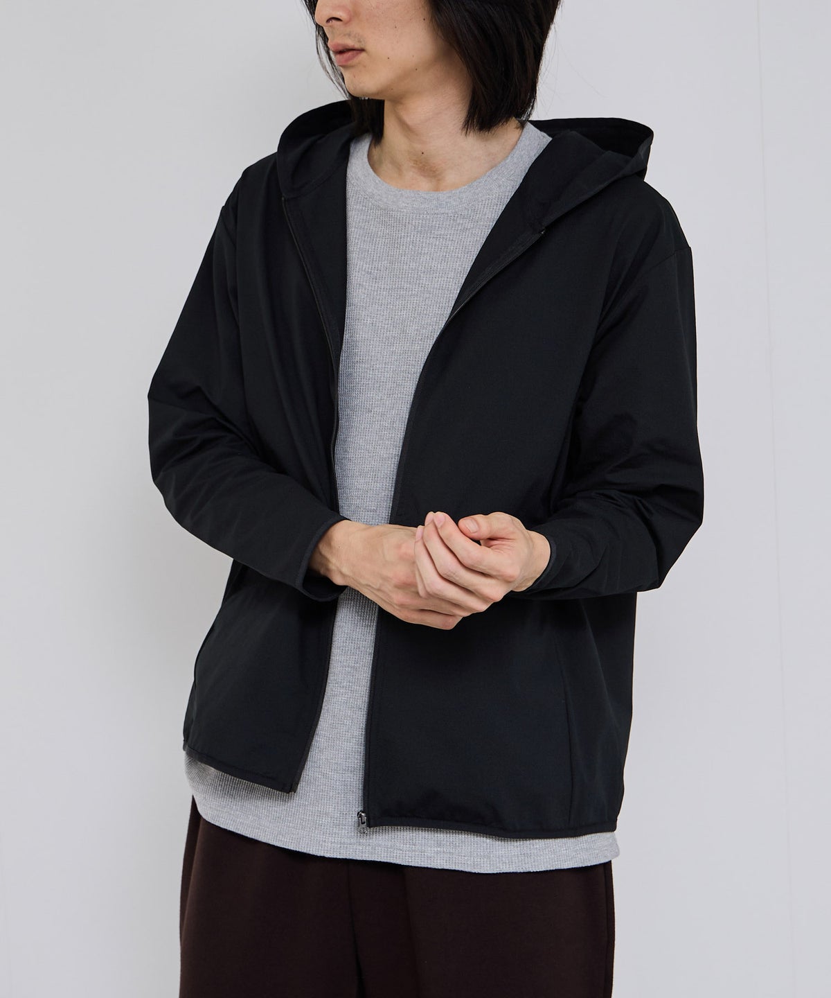 NAVY SARARI テックジョーゼットZIPパーカー メンズ