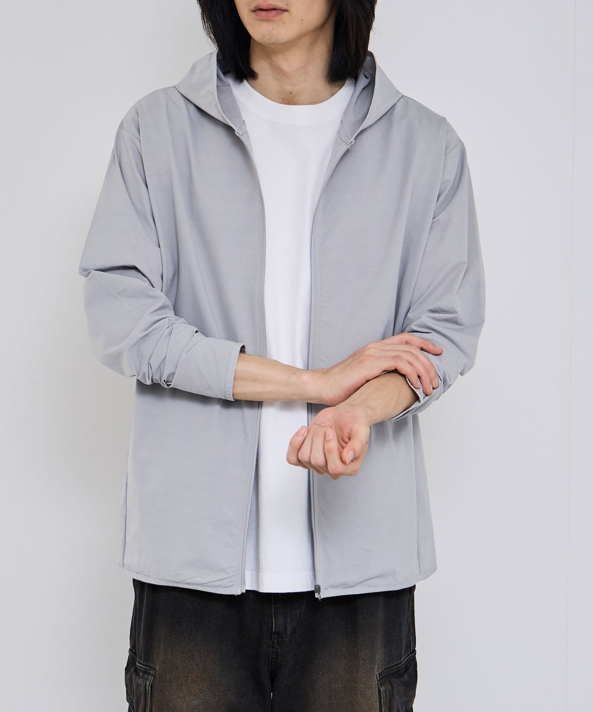 NAVY SARARI テックジョーゼットZIPパーカー メンズ