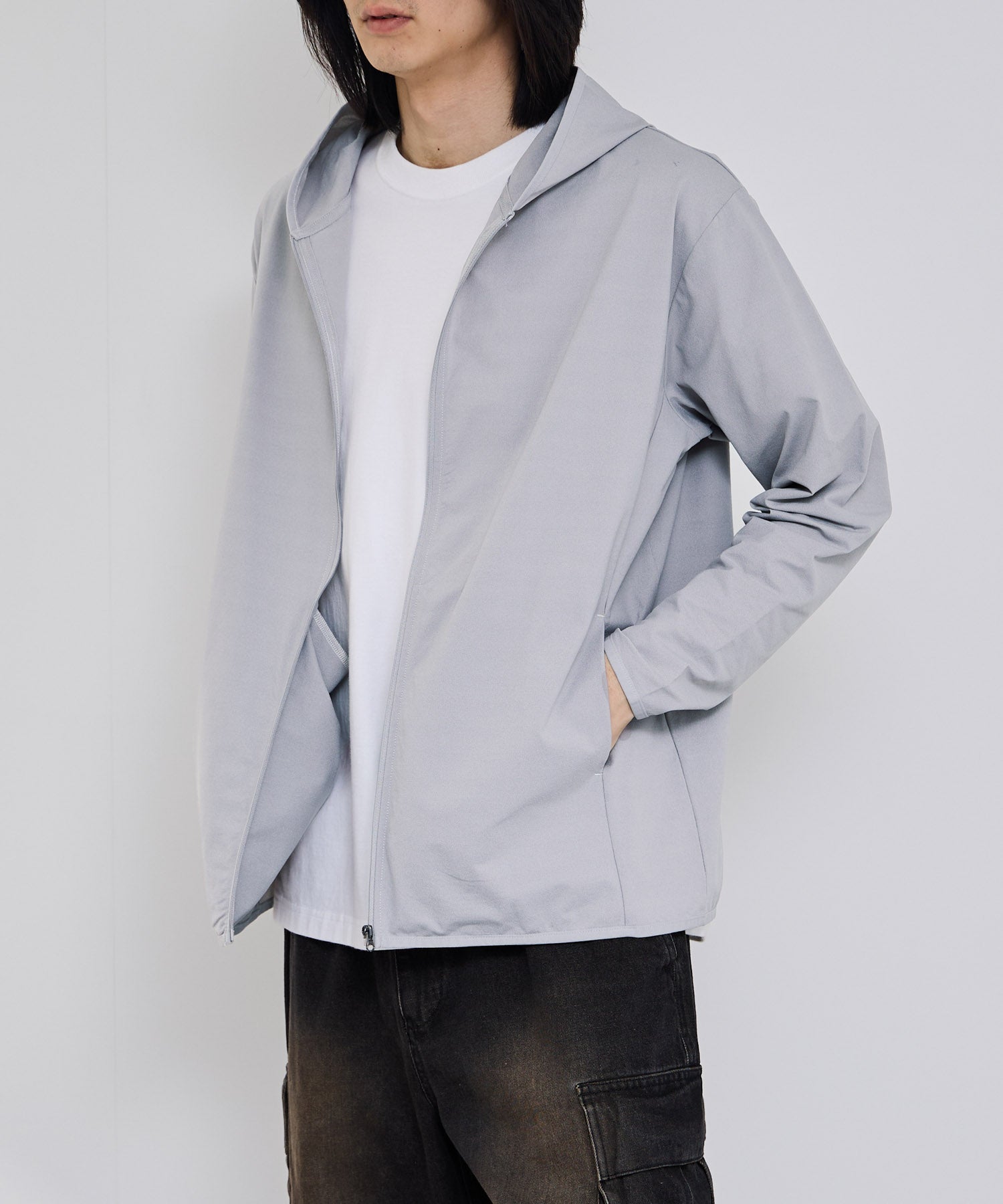 NAVY SARARI テックジョーゼットZIPパーカー メンズ