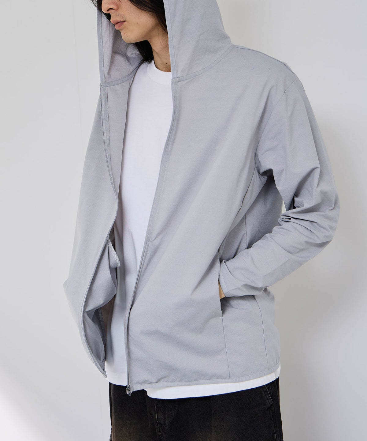 NAVY SARARI テックジョーゼットZIPパーカー メンズ