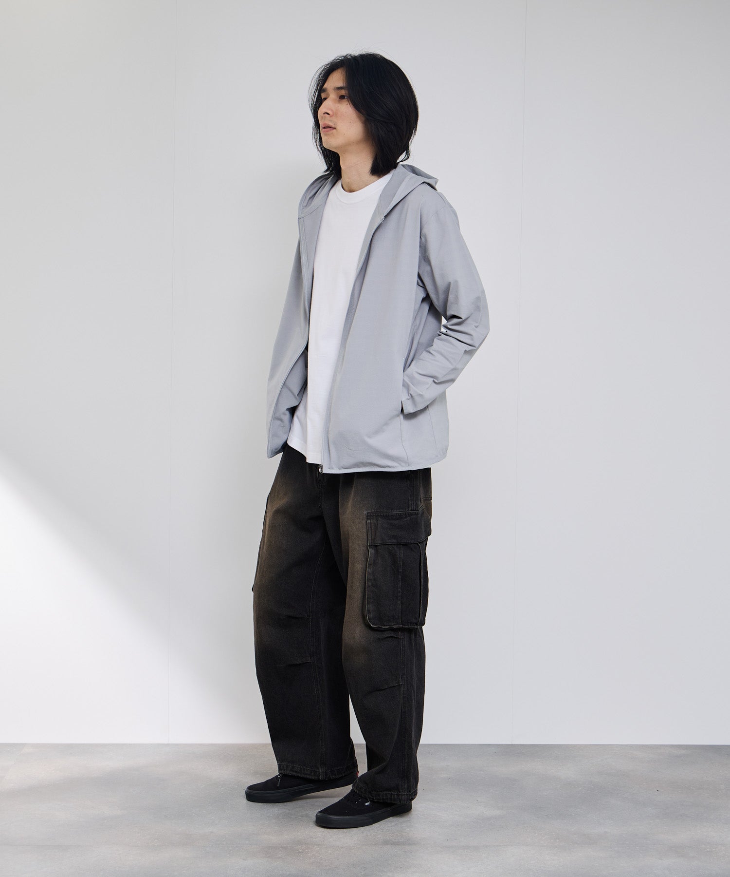NAVY SARARI テックジョーゼットZIPパーカー メンズ