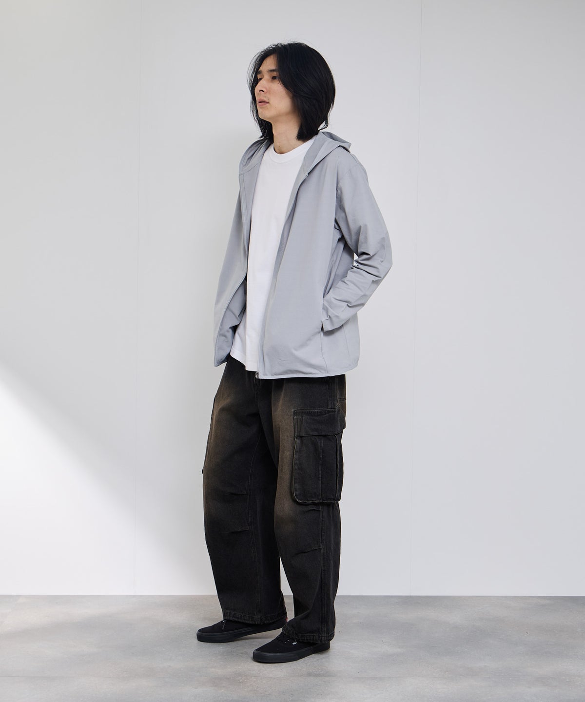 NAVY SARARI テックジョーゼットZIPパーカー メンズ