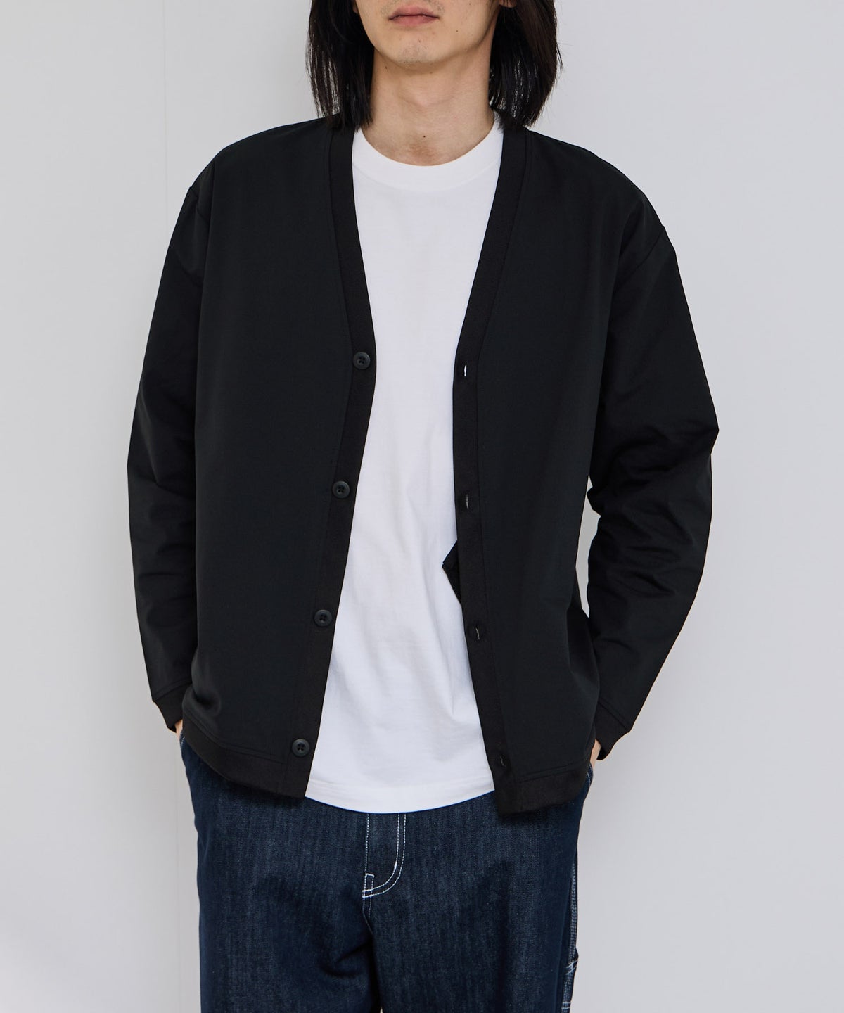 NAVY SARARI テックジョーゼットカーディガン メンズ