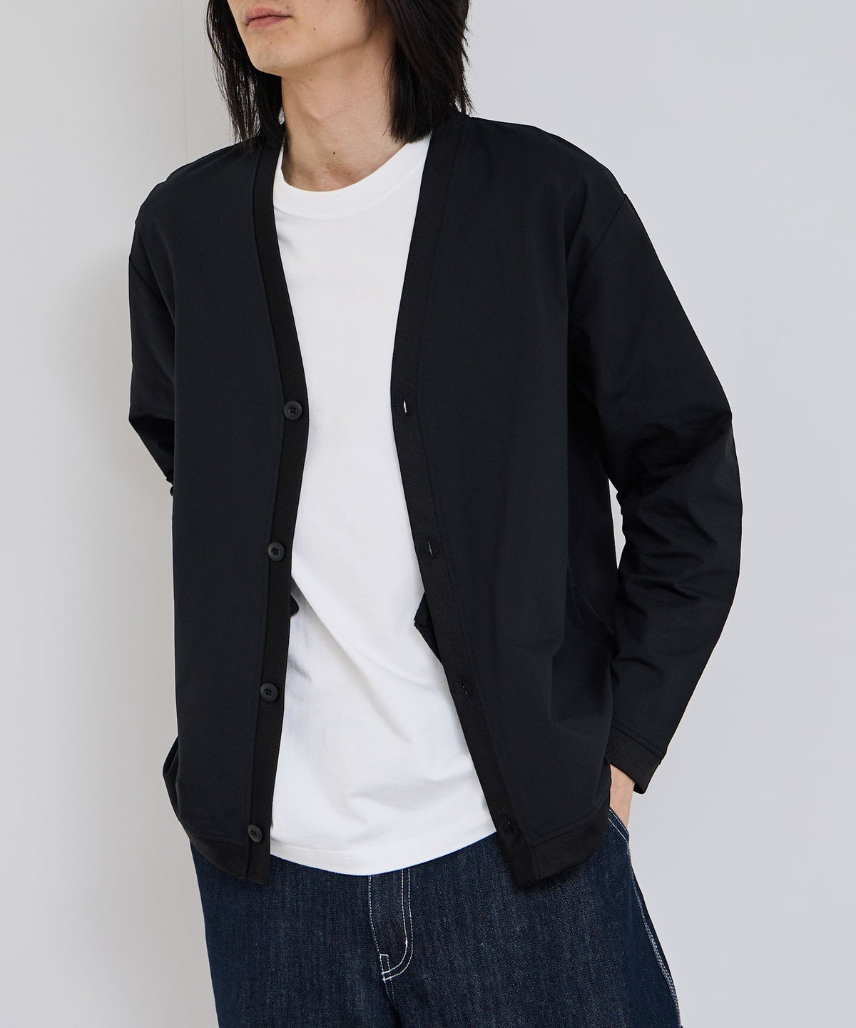 NAVY SARARI テックジョーゼットカーディガン メンズ