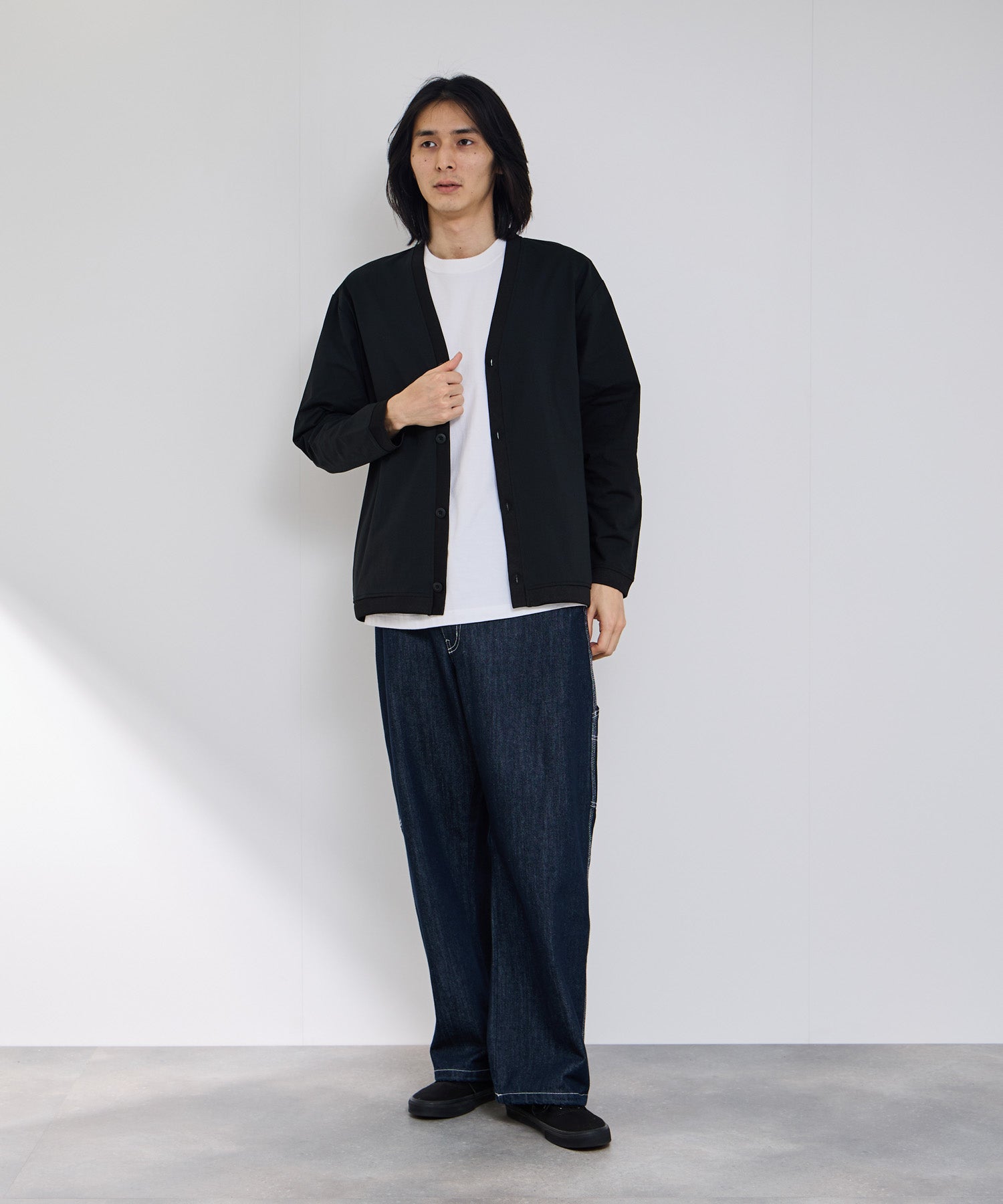 NAVY SARARI テックジョーゼットカーディガン メンズ