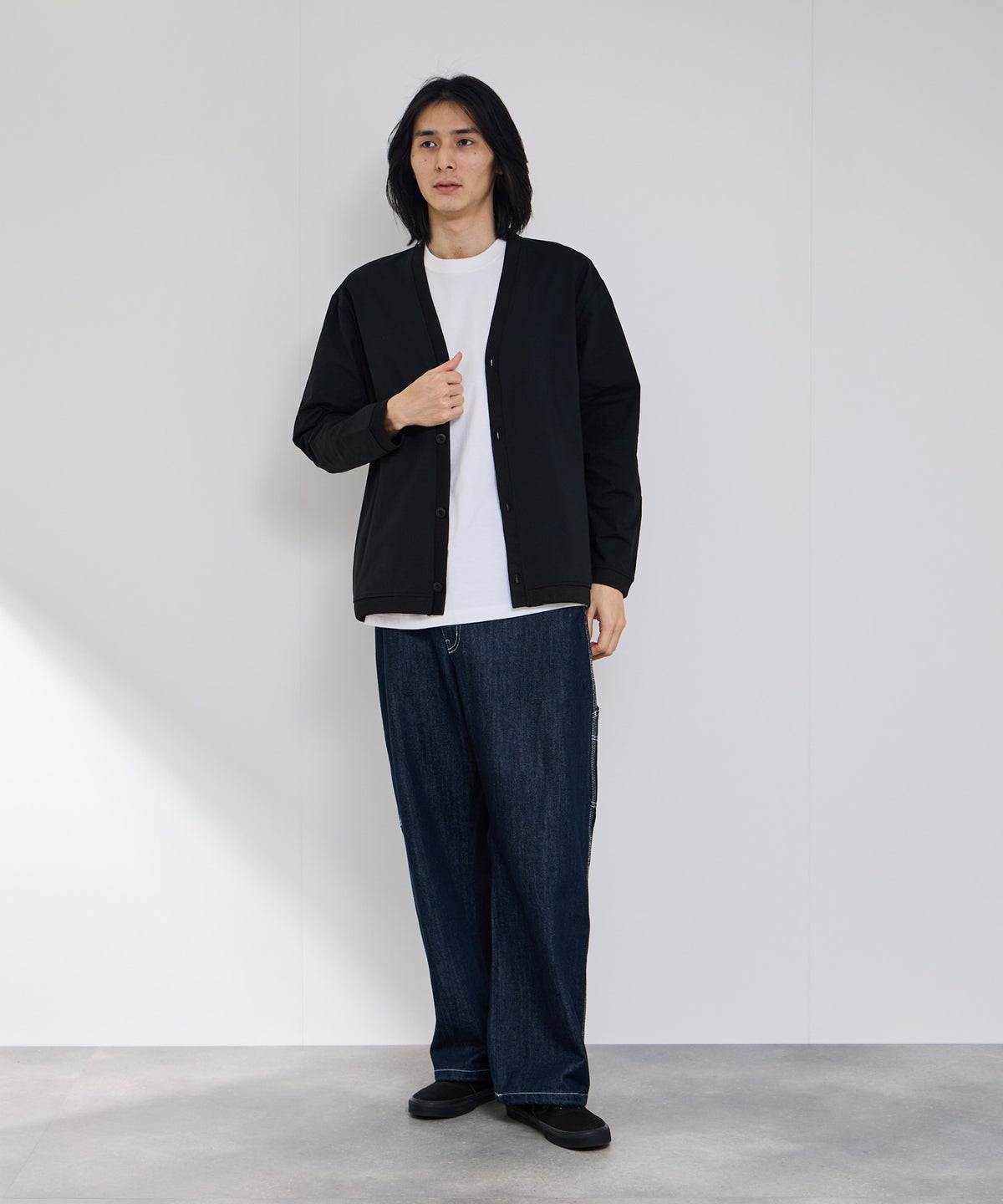 NAVY SARARI テックジョーゼットカーディガン メンズ