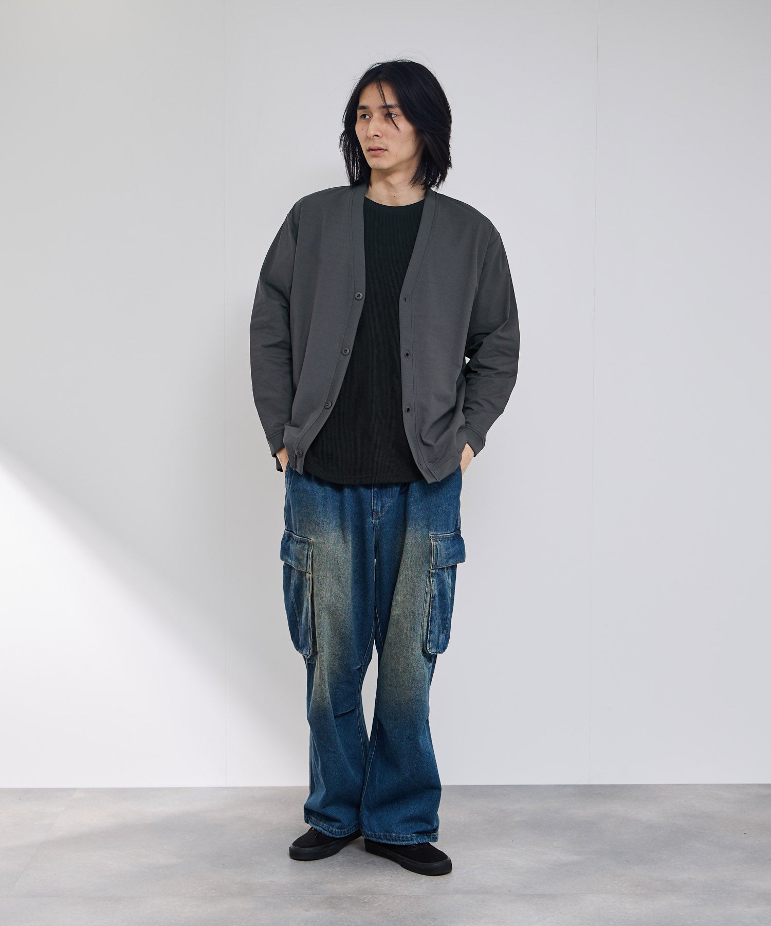 NAVY SARARI テックジョーゼットカーディガン メンズ