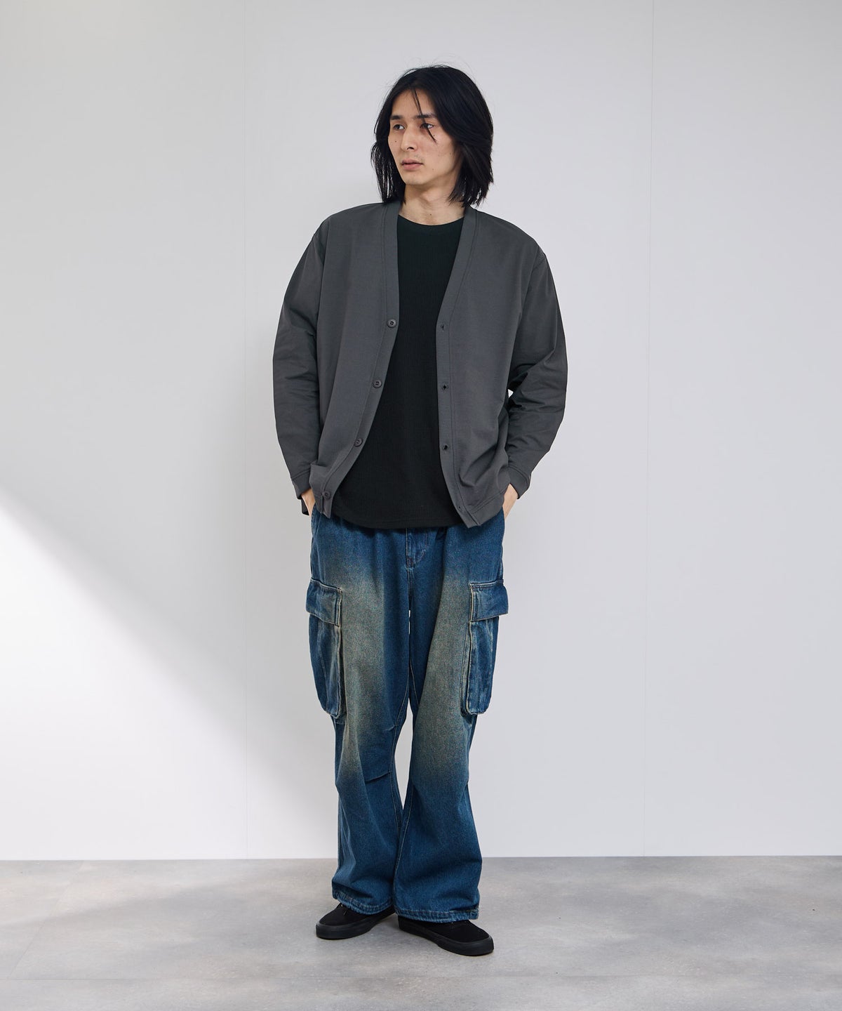 NAVY SARARI テックジョーゼットカーディガン メンズ