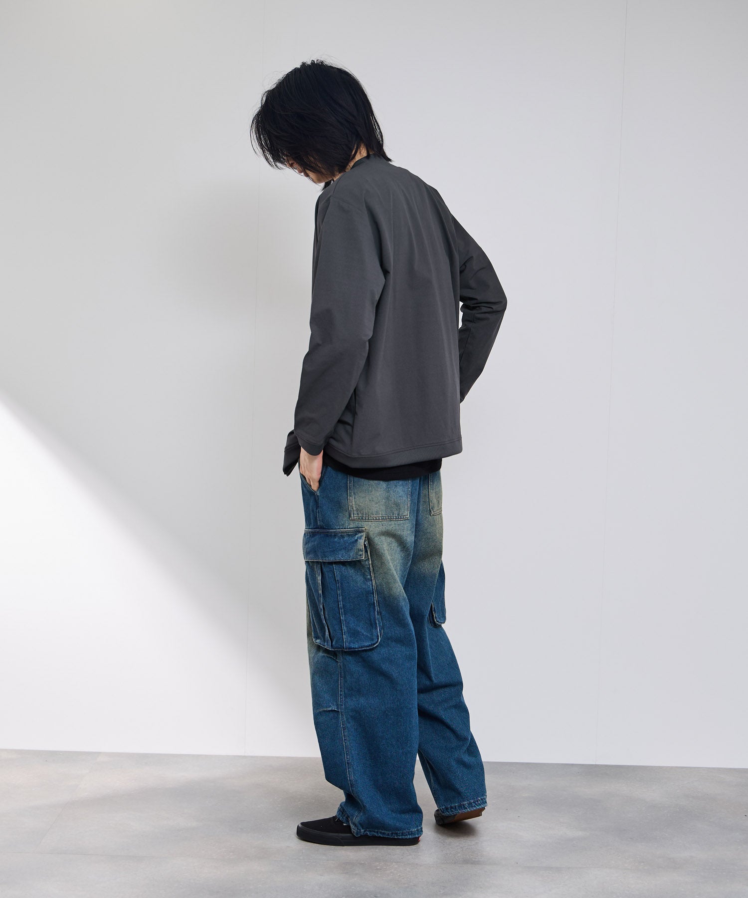 NAVY SARARI テックジョーゼットカーディガン メンズ