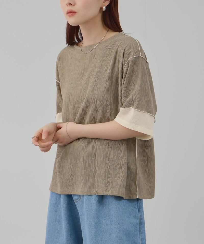 Free Nature シャーリング配色切替プルオーバー レディース メール便 対応商品商品画像-3