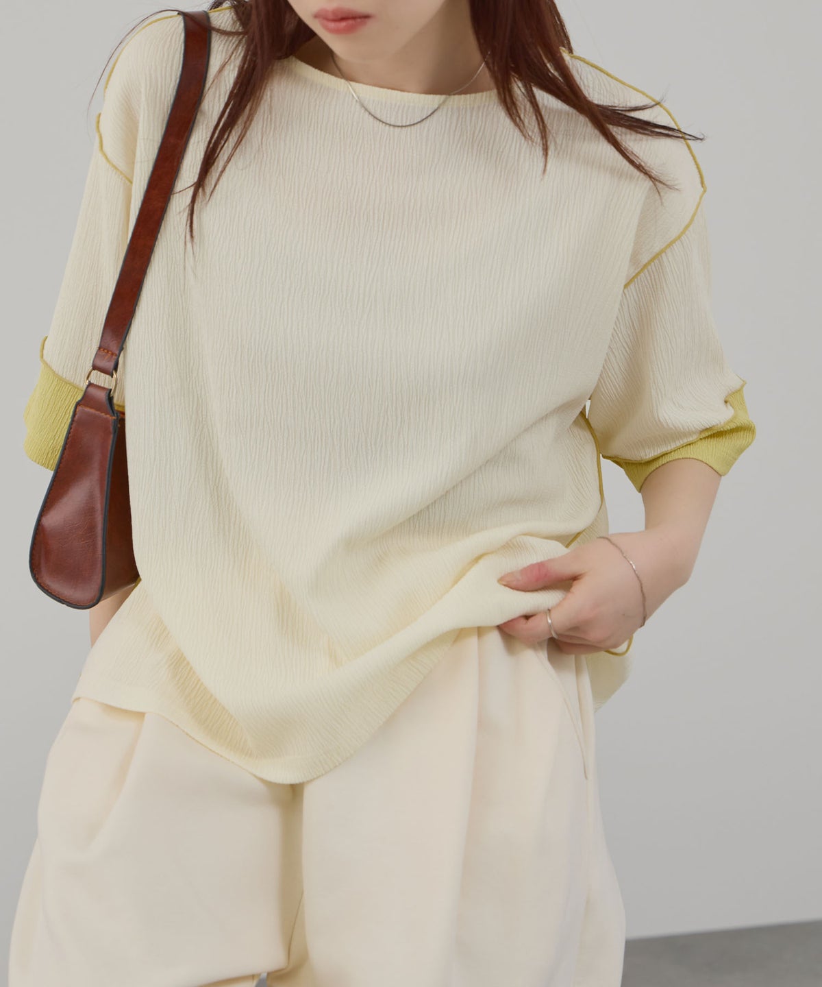 Free Nature シャーリング配色切替プルオーバー レディース メール便 対応商品