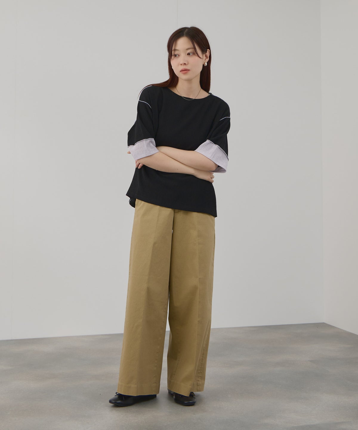 Free Nature シャーリング配色切替プルオーバー レディース メール便 対応商品