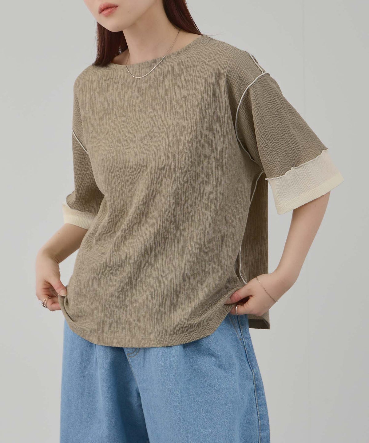 Free Nature シャーリング配色切替プルオーバー レディース メール便 対応商品