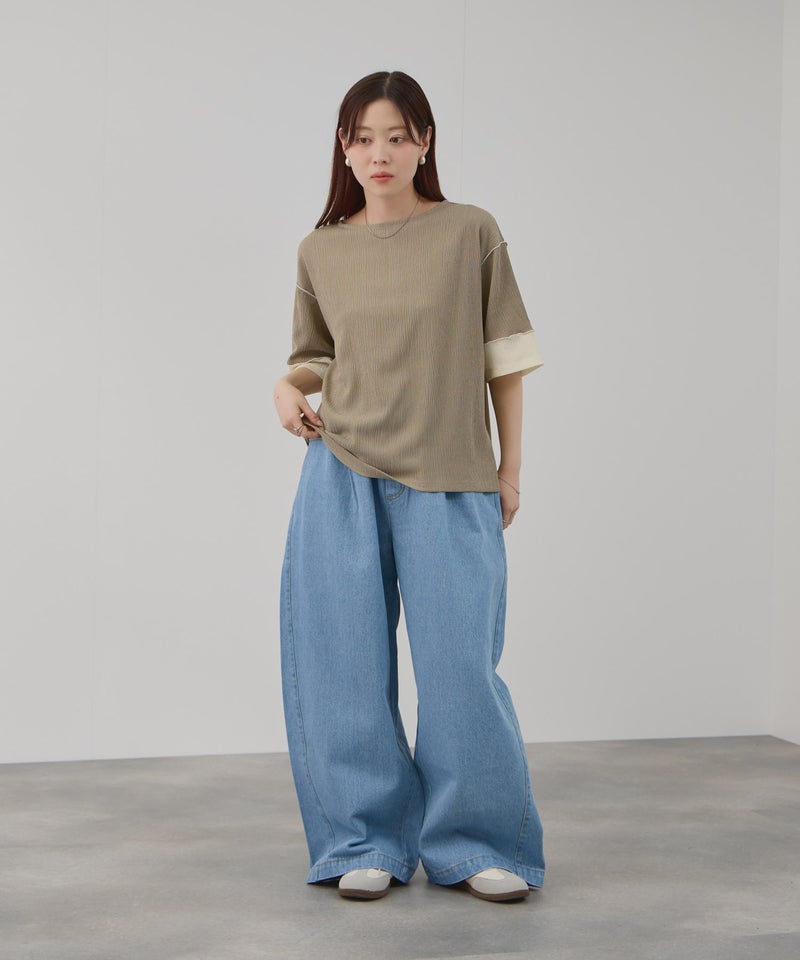 Free Nature  シャーリング配色切替プルオーバー レディース メール便 対応商品商品画像-17