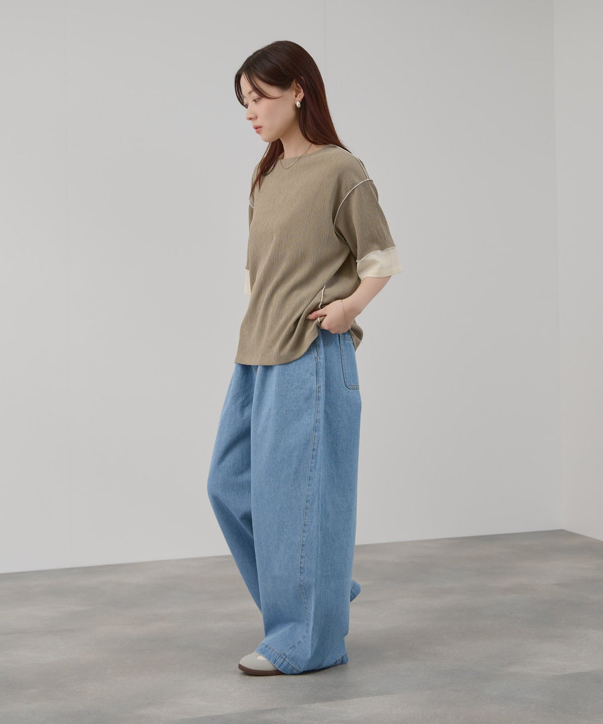 Free Nature シャーリング配色切替プルオーバー レディース メール便 対応商品