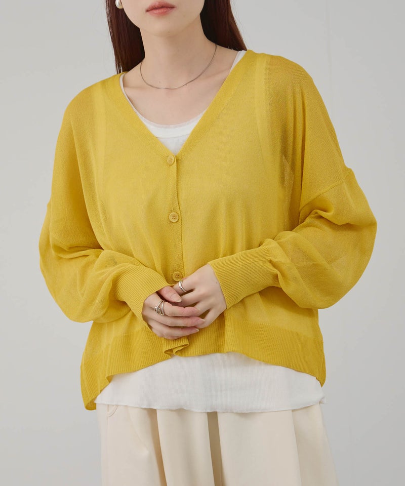 Free Nature 光沢シアーVネックショートカーディガン レディース商品画像-1