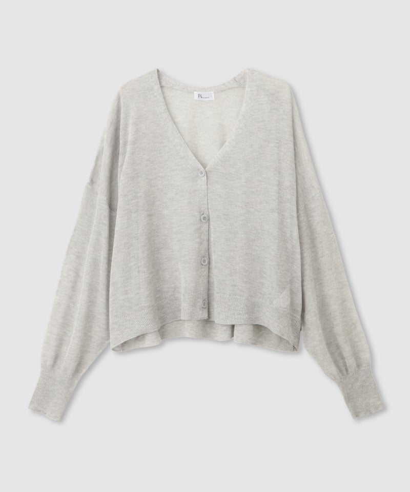 Free Nature  光沢シアーVネックショートカーディガン レディース商品画像-2