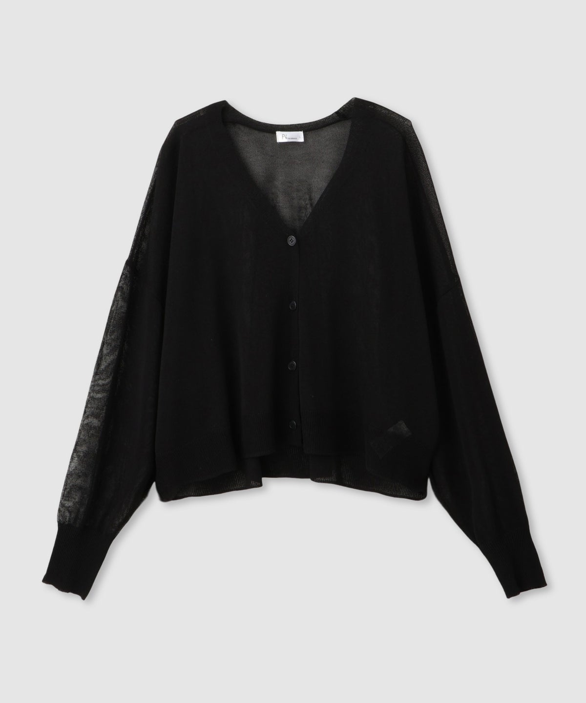 Free Nature 光沢シアーVネックショートカーディガン レディース