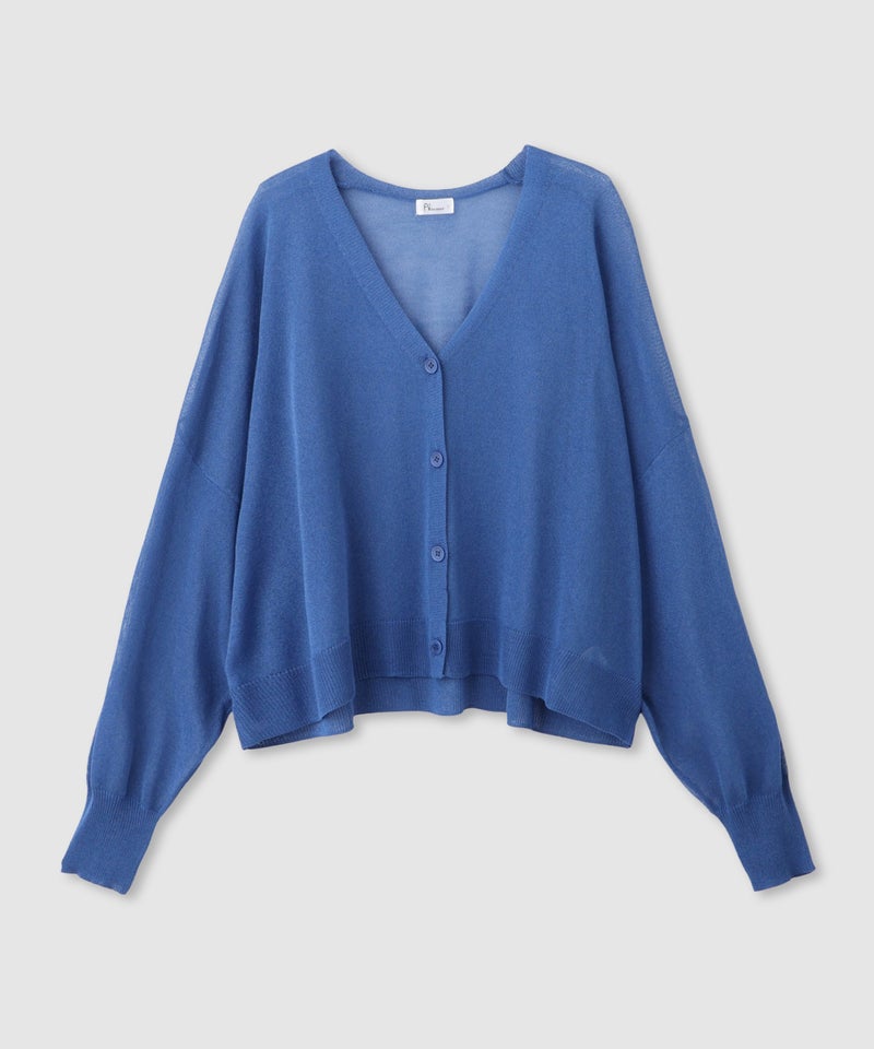 Free Nature  光沢シアーVネックショートカーディガン レディース商品画像-4