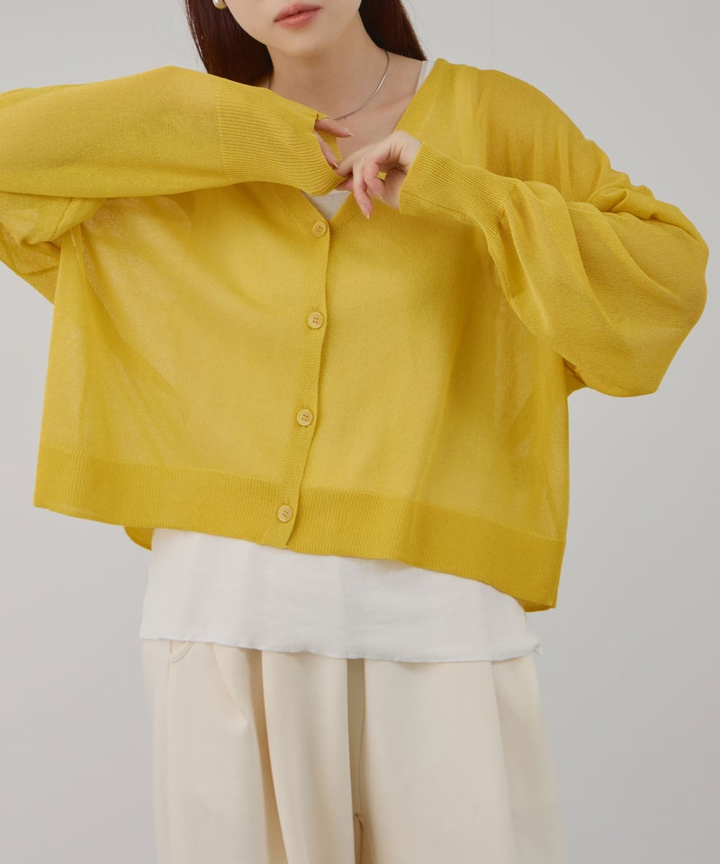 Free Nature 光沢シアーVネックショートカーディガン レディース商品画像-5