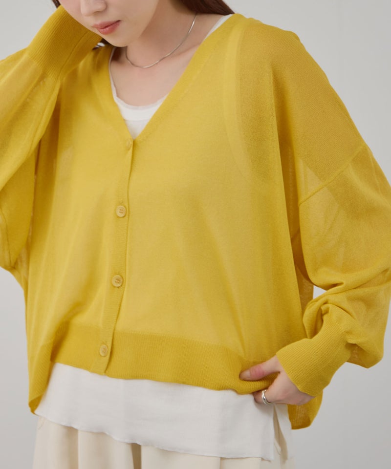 Free Nature 光沢シアーVネックショートカーディガン レディース商品画像-6
