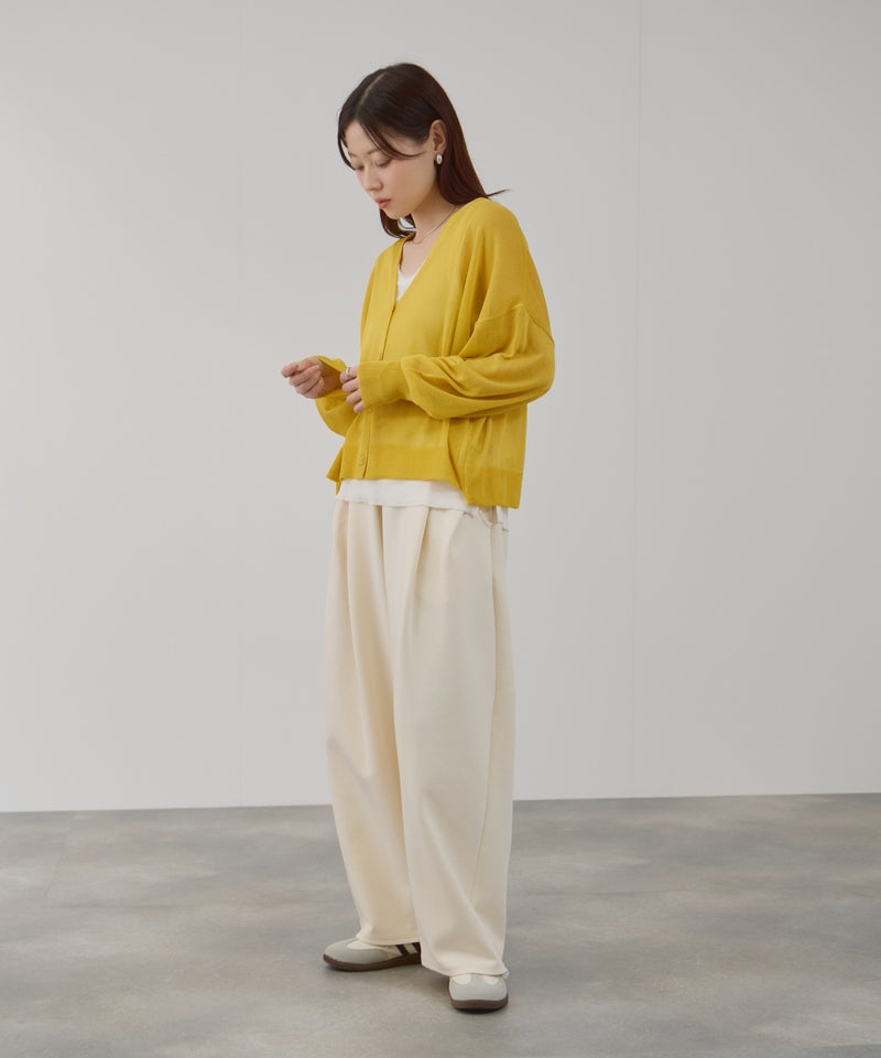 Free Nature 光沢シアーVネックショートカーディガン レディース商品画像-8