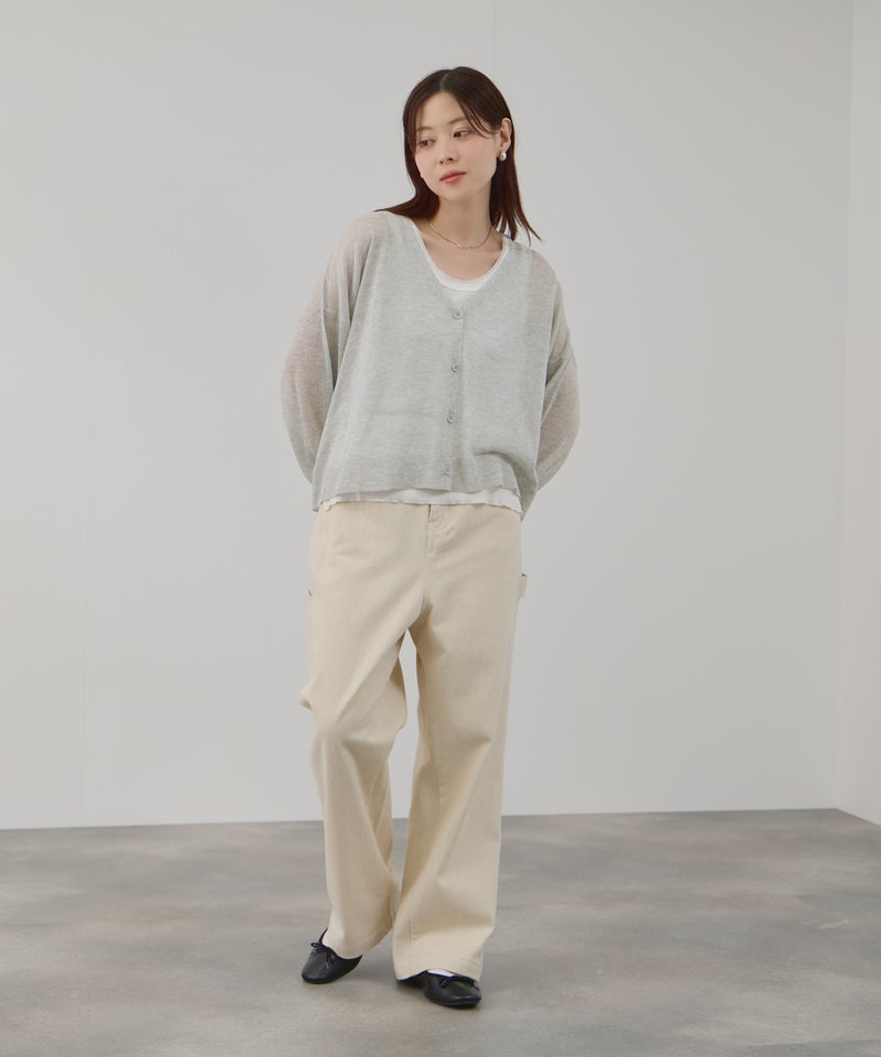 Free Nature 光沢シアーVネックショートカーディガン レディース商品画像-13